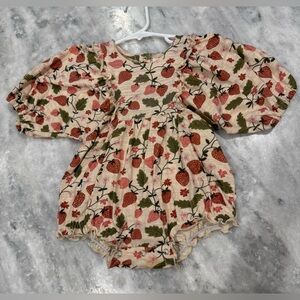 Velvet Kids One Piece with Strawberry Print